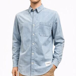 Calvin Klein Jeans Slim Fit Chambray Denim Button Up Shirt XL